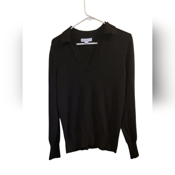 Liz Claiborne Collared Black Long Sleeve Sweater Size M - Picture 1 of 2